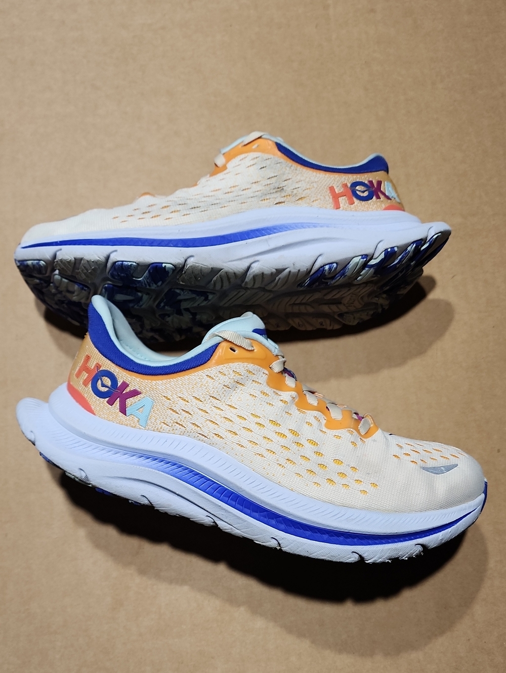 Hoka One One Kawana Sz 7.5 Beige Running Shoes Sneakers